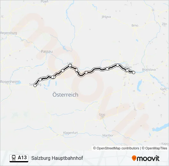 Bahnlinie A13 Karte