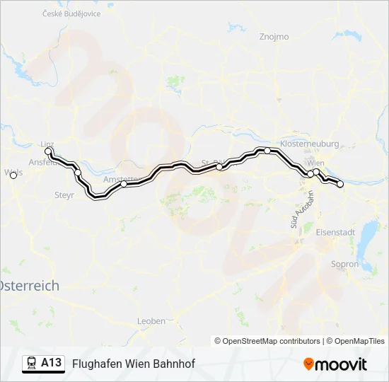 Bahnlinie A13 Karte