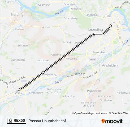 REX50 Train Line Map