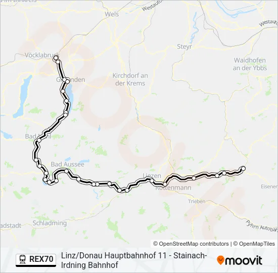 REX70 Train Line Map