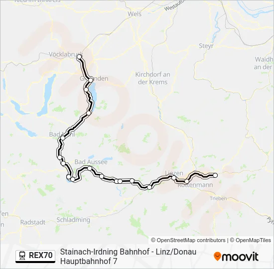REX70 Train Line Map