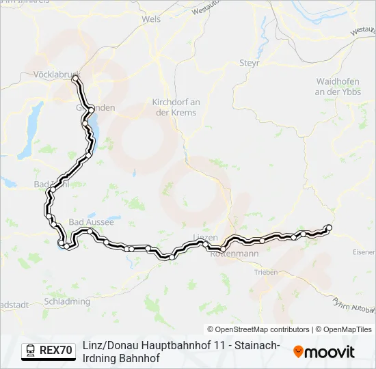 REX70 Train Line Map