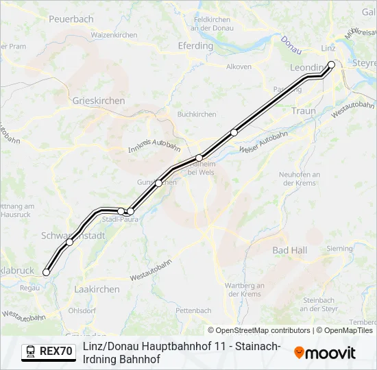 REX70 Train Line Map