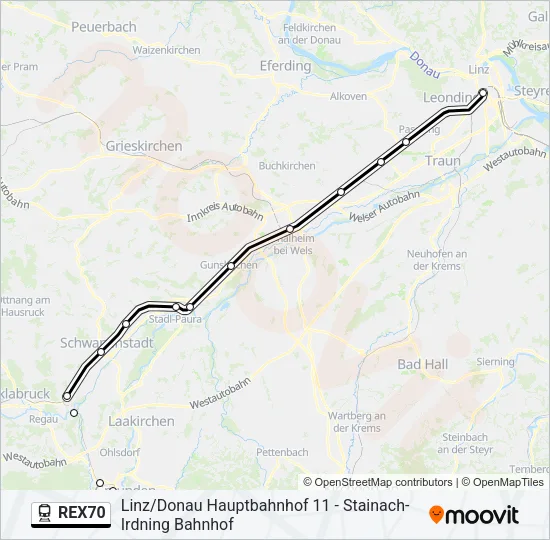 REX70 Train Line Map