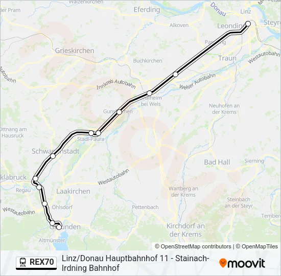 REX70 Train Line Map