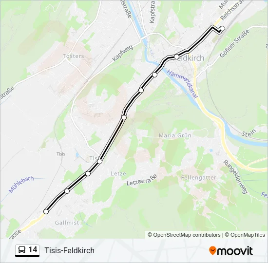 14 Bus Line Map