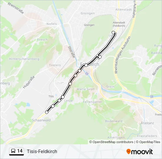14 Bus Line Map