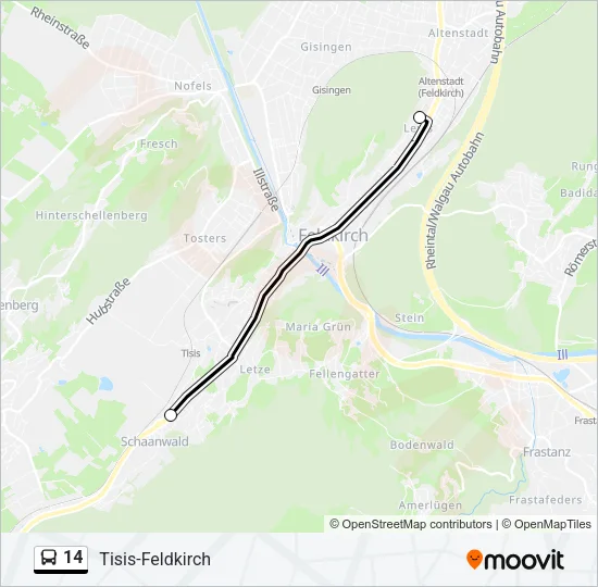 14 Bus Line Map