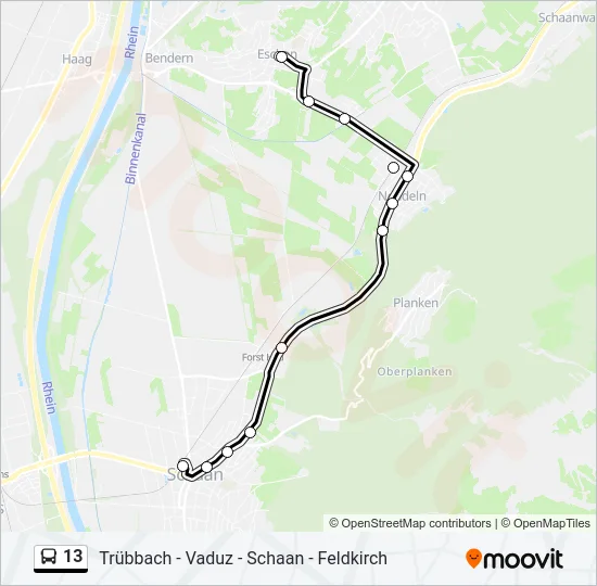13 Bus Line Map