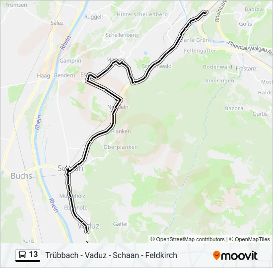 13 Bus Line Map