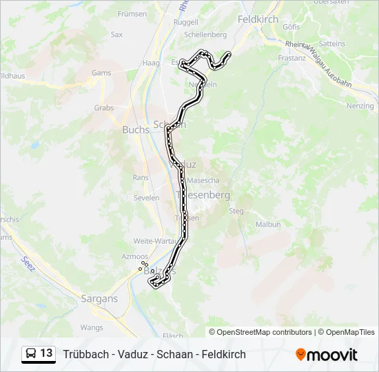 13 Bus Line Map