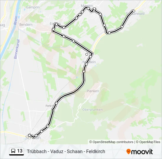 13 Bus Line Map