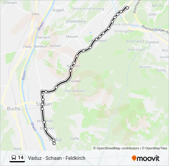 14 Bus Line Map