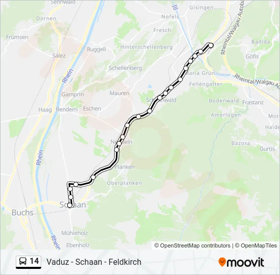 14 Bus Line Map