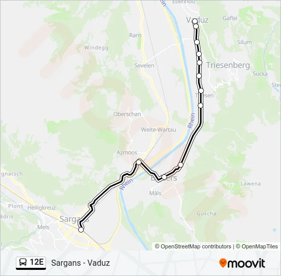 12E Bus Line Map