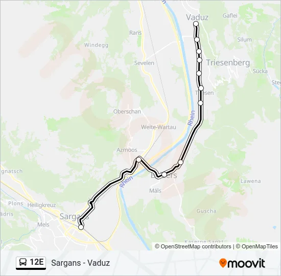 12E Bus Line Map