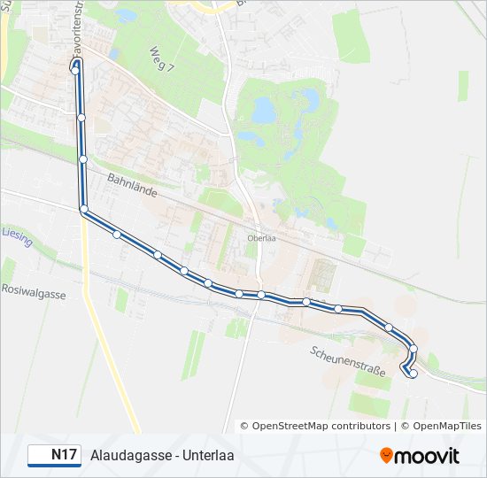 N17 bus Line Map