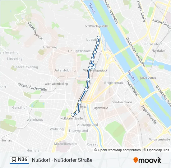 N36 Bus Line Map