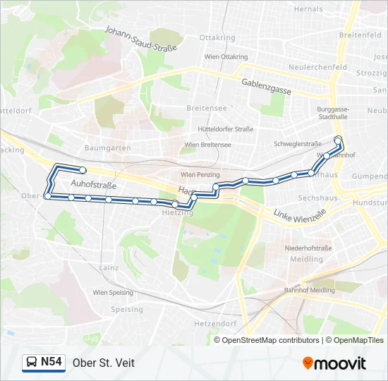 N54 Bus Line Map