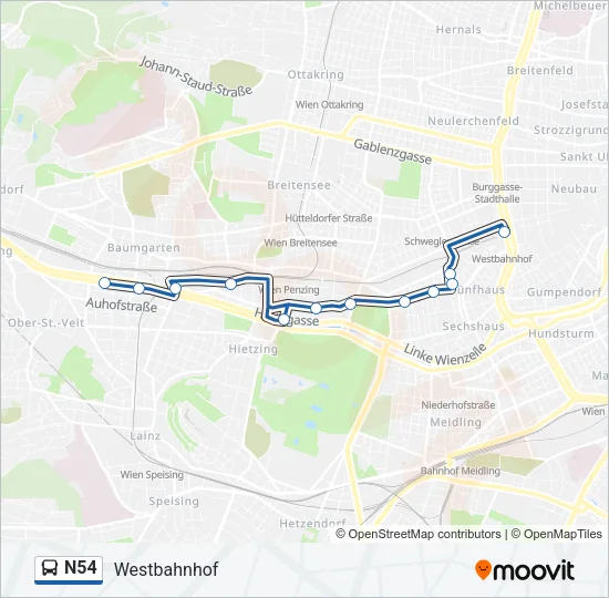 N54 Bus Line Map
