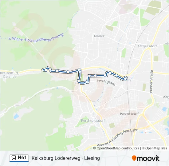 N61 Bus Line Map