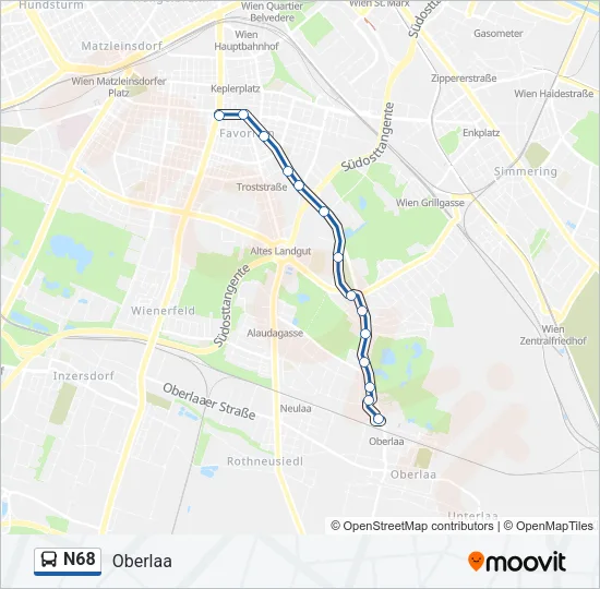 N68 Bus Line Map