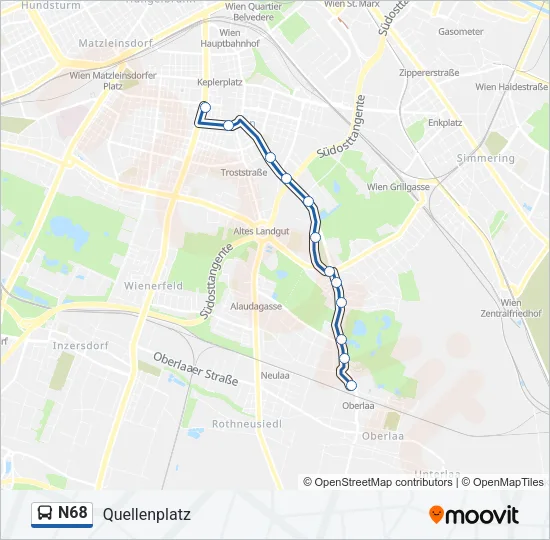 N68 Bus Line Map