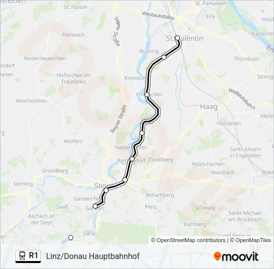 R1 Train Line Map
