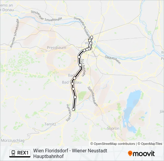 REX1 Train Line Map
