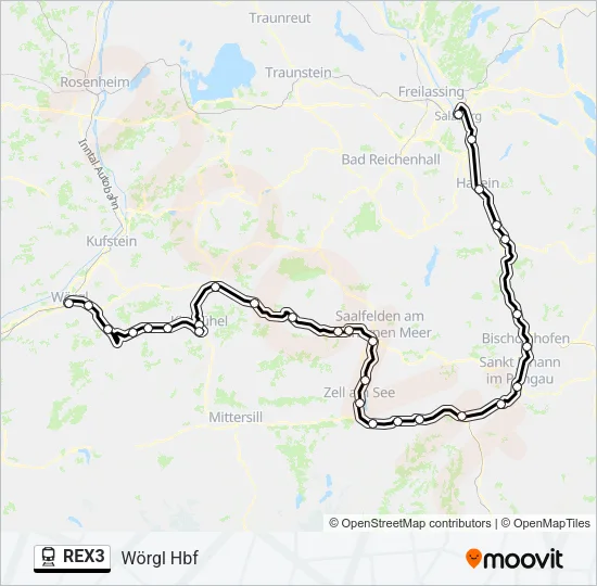 REX3 Train Line Map