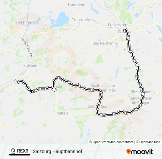 REX3 Train Line Map