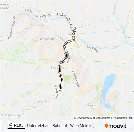 REX3 Train Line Map