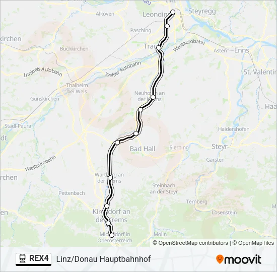 REX4 Train Line Map