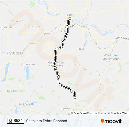 REX4 Train Line Map