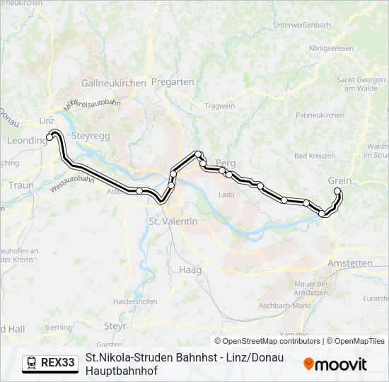 REX33 Train Line Map