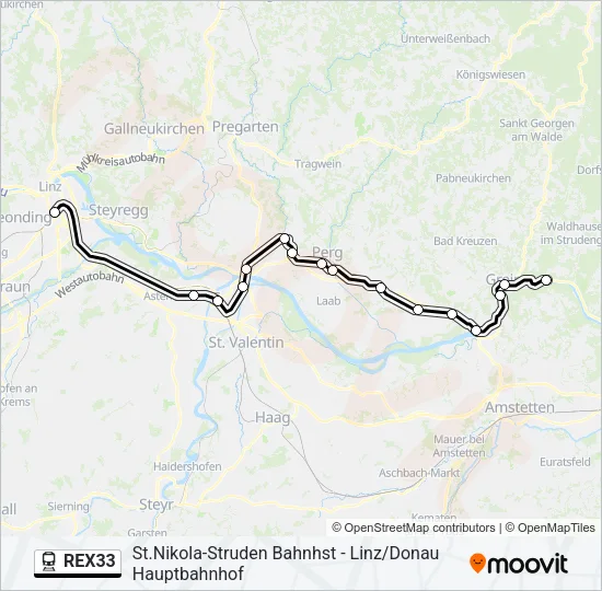 REX33 Train Line Map