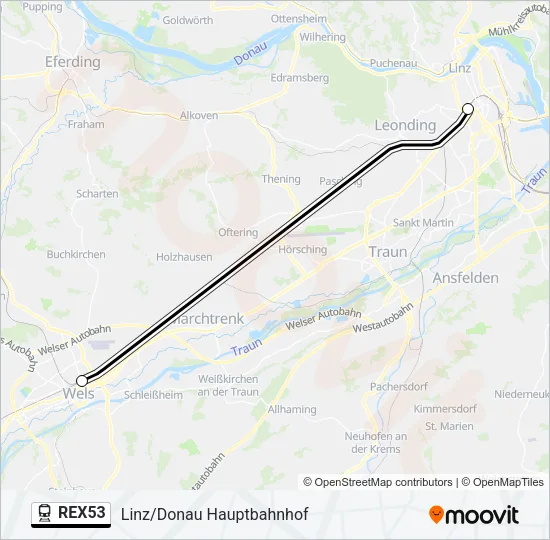 REX53 Train Line Map