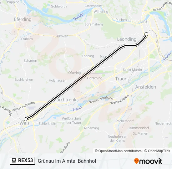REX53 Train Line Map
