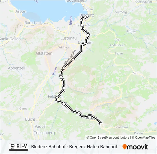 R1-V Train Line Map