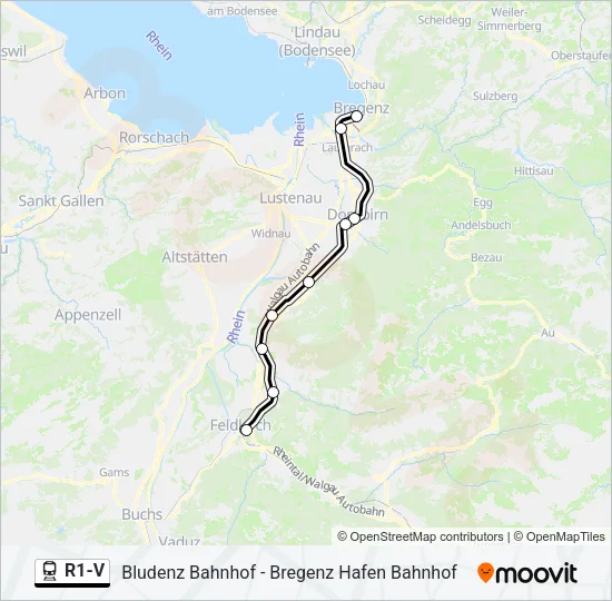R1-V Train Line Map