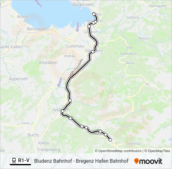 R1-V Train Line Map