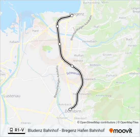R1-V Train Line Map