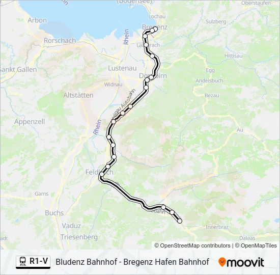 R1-V Train Line Map