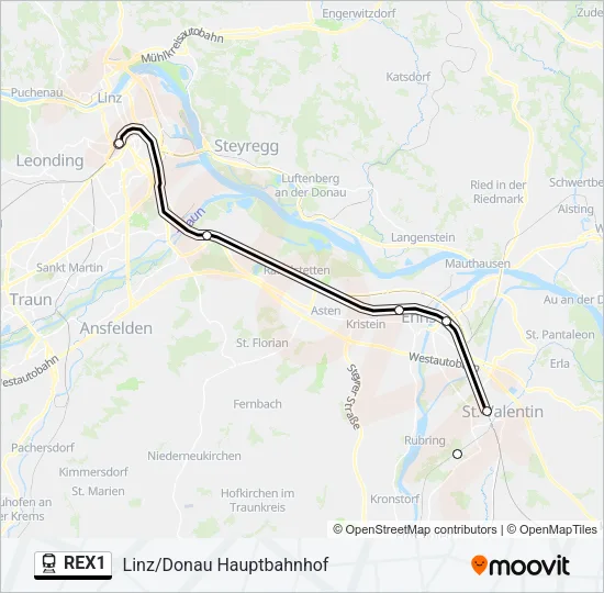 REX1 Train Line Map
