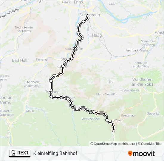 REX1 Train Line Map