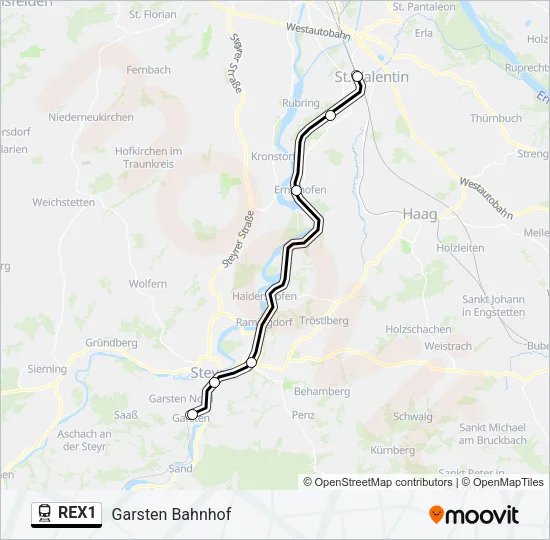 REX1 Train Line Map