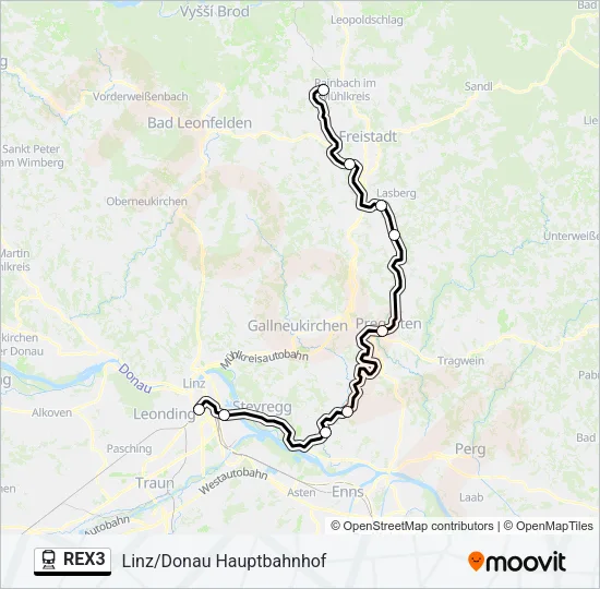 REX3 Train Line Map
