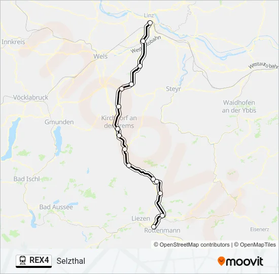REX4 Train Line Map
