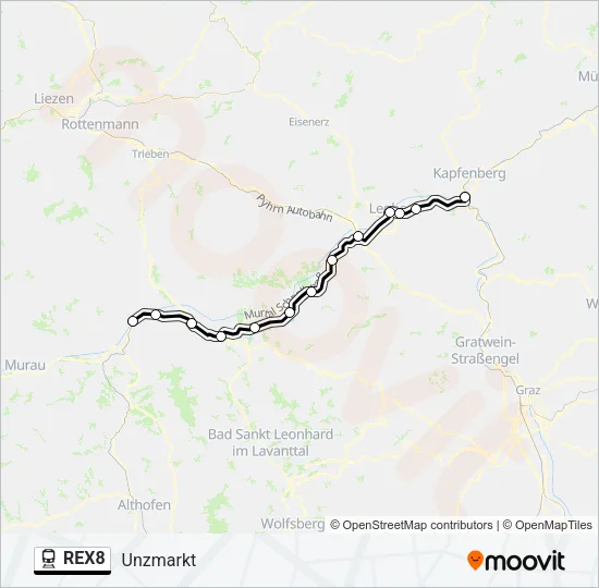 REX8 Train Line Map