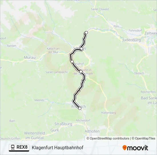 REX8 Train Line Map